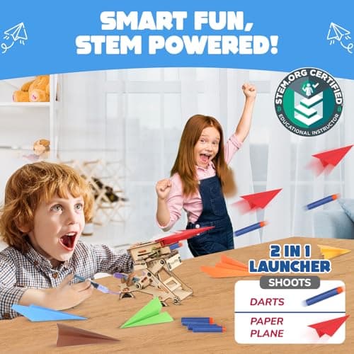 Smartivity 2in1 Hydraulic Airplanes & Darts Launcher STEM Toy for Kids Ages 6-14 Years I Cool Birthday Gifts for Boys & Girls | DIY Science STEM Kit for 6, 8,10,12,14 Years I Engineering Game