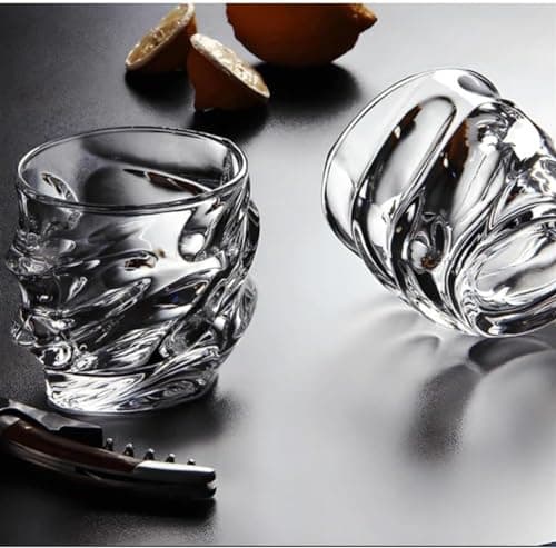 Storm Japanese Crystal Whisky Glass, Old Fashioned Whiskey Glasses, Bourbon Gifts for Men, Unique Stemless Wine Glass Set (4PCS)
