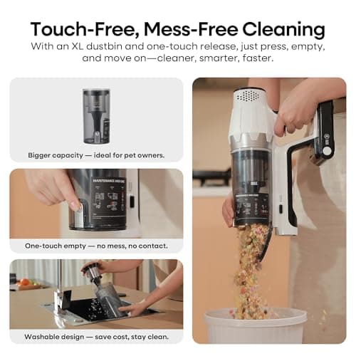 ElecKeys Cordless Vacuum Cleaner, 580W 48KPA 65Mins Vacuum Cleaners for Home, Self-Standing Anti-Tangle Vacuum with LED Display, Rechargeable, Lightweight, Cordless Vacuum for Floors/Pet Hair/Carpets