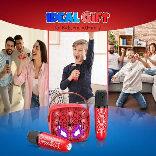 Mini Karaoke Machine Toys Gifts: Kids Toys Christmas Birthday Gifts for 4 5 6 7 8 9 Years Old Girl Boy Stocking Stuffers LED Portable Bluetooth Speaker with 2 Wireless Microphone Girl Gift Age 3-12+