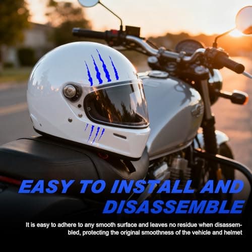 Motorcycle Helmet Stickers, Cool DIY Monster Claw Scratched Stickers, Striped Vinyl Waterproof & Scratch-resistant Decals, Used for Decorating Helmets, Vehicles, Laptops, Walls (Blue)