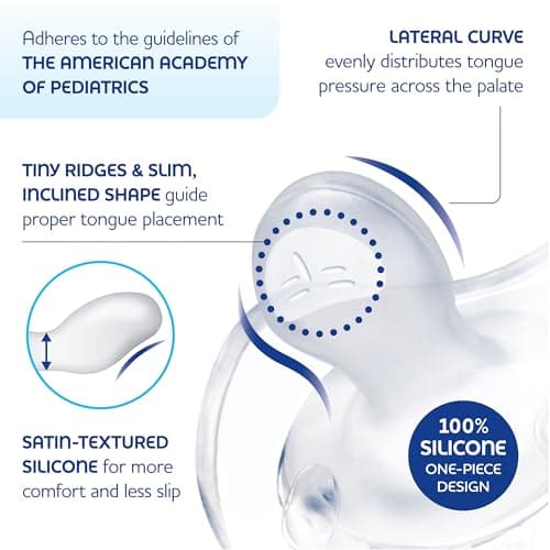 Chicco PhysioForma Silicone Orthondontic Pacifier, 0-6m | 100% Soft Silicone | Supports Breathing & Oral Development | Satin-Textured Nipple | Includes Sterilizing Case | BPA Free | Clear, 4pk