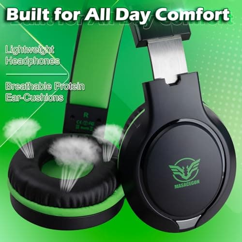 H-10 Gaming Headset for PS4, Xbox One, PC, PS5, Nintendo Switch, Stereo Wired Noise Cancelling Over Ear Headphones with Mic for Kids Adults, Bass Surround, Soft Memory Earmuffs, Green