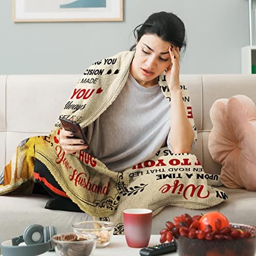 Wife Blanket from Husband - Wedding Anniversary Romantic Gift for Wife/Her/Women - Gifts for Wifes Birthday - Wifes Birthday Gift Ideas - to My WifeThrow Blanket 60 x 50 inch