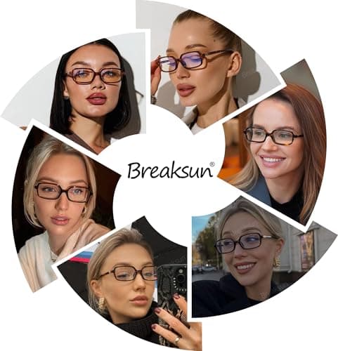 Breaksun Retro Rectangle Glasses for Women Men Small Square Blue Light Blocking Glasses Vintage Eyeglasses