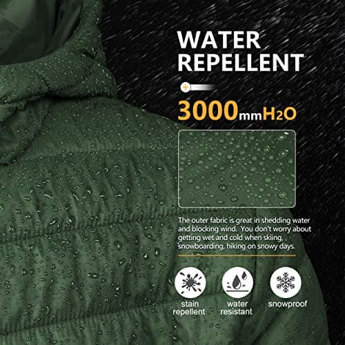 Outdoor Ventures Men's Lightweight Packable Hooded Puffer Jacket Insulated Winter Coat for Snow Ski Traveling