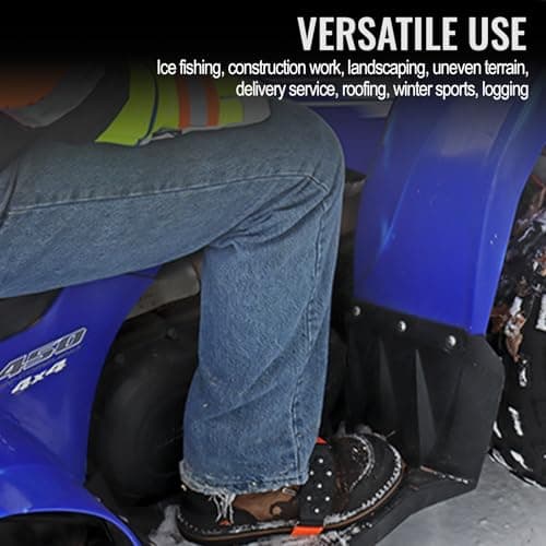 Global Glove Ice Gripster Treads Nonslip Traction Cleats for Snow and Ice, Anti-Slip Overshoe Mid-Sole Crampons with Adjustable Straps, 7 Tungsten Studs for Secure Grip, Orange and Black