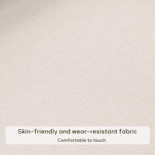 Zihanhome High Back Living Room Chairs, Fabric Accent Chair, Comfy Upholstered Armchair with Wooden Legs for Living Room, Bedroom, Apartment (1, Beige)