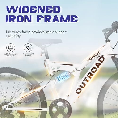 Outroad 26 Inch Mountain Bike, 7-Speed/High-Carbon Steel/Aviation Grade Frame with V Brake, Adjustable Ergonomic Seat Bicycle for Men Women Adult, MTB with Shock Absorption System