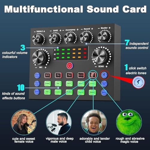 Podcast Equipment Bundle for 2, V8s DJ Mixer Voice Changer with BM-800 Podcast Microphone Bundle - Studio Condenser Microphone Perfect for Podcasting, Recording, Singing, Streaming and Gaming