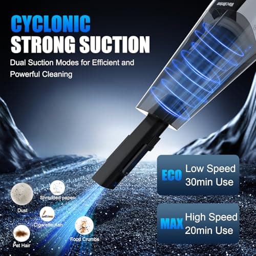 VACDRIVE Car Vacuum Handheld Cordless Car Vacuum Cleaner for Drivers, Office, Home & Pet Hair, with True Brushless Motor, Ultra-Strong Suction, Rechargeable Battery&Big Dust Cup, Type-C Fast Charging