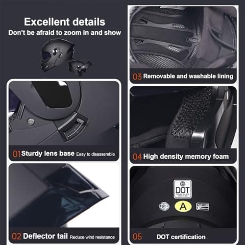 Bluetooth Modular Motorcycle Helmet DOT Approved Full Face Flip up Anti-Fog Double Visor Helmet Street Bike Helmet Built-in Dual Speaker with Microphone