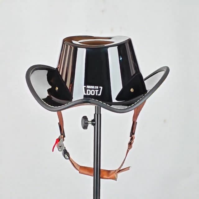 Retro Motorcycle Half Helmet, Western Cowboy Hat Helmet Open Face Motorcycle Helmet DOT Approved Unisex-Adult Half Helmet with Quick Release Buckle and Lining for Mopeds Horse Riding Jazz Caps