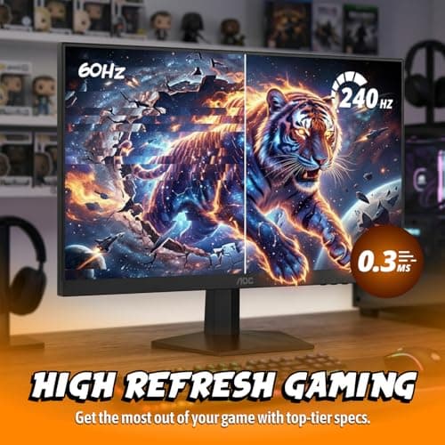 AOC 27 Inch QHD Gaming Monitor 240Hz 0.3ms, Overclock 260Hz, IPS, 2560x1440, G-Sync Compatible, HDR Ready, DisplayPort 1.4 HDMI 2.0, VESA Mount, 3-Year Zero-Bright-Dot, Q27G41ZE