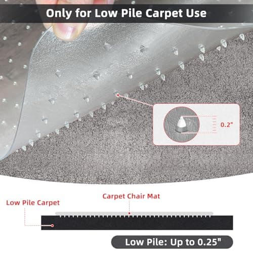 Office Chair Mat for Carpet Floor, Heavy Duty Desk Chair Mat for Low/No Pile Carpeted Floors, Anti Slip Carpets Protector for Home Office (48" x 30")