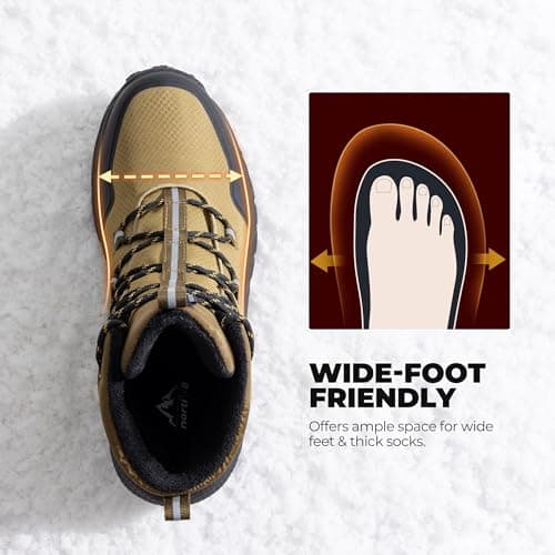 NORTIV 8 Men's Wide Winter Boots Grip on Snow Ice Insulated Waterproof Lightweight Comfortable Hiking Outdoor Boots