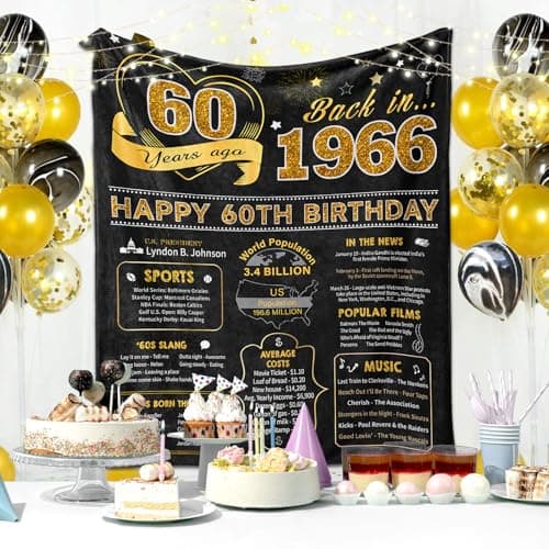 60th Birthday Gifts for Women Men, 60 Year Old Birthday Gifts for Women Men, 60th Birthday Gift Ideas Throw Blanket 60 x 50 Inch, 1966 Birthday Gift for 60 Year Old Woman, Best Gifts for 60th Birthday B0BB15FJHZ