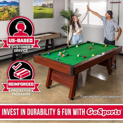 GoSports 7 and 8 ft Pool Tables with Wood Finish - Gray, Black, or Green Felt - Billiards Game Room Table for Adults & Family - Accessories Not Included