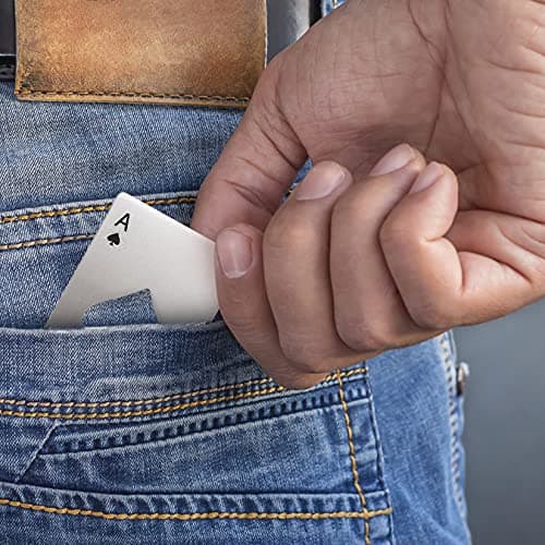 HexinYigjly10Pcs Ace of Spades Bottle Openers, Poker Card Bottle Openers, Stainless Steel Portable Metal Credit Card Beer Bottle Can Cap Openers for Wallet Pocket Wedding Birthday Party-Silver/Black