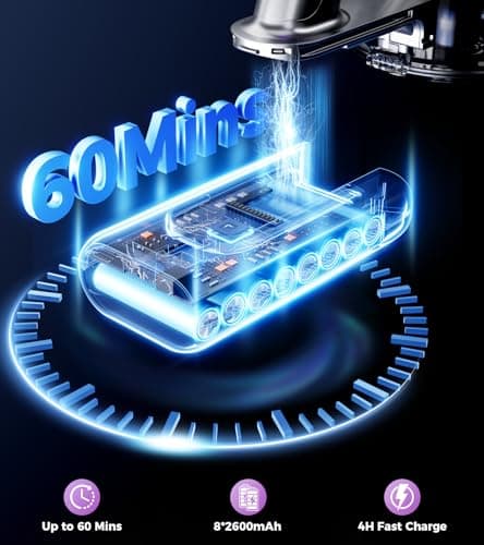 Cordless Vacuum Cleaner, 550W/45Kpa/60Mins Stick Vacuum, Anti-Tangle Vacuum Cleaners for Home with Self-Standing, LDE Display, 8-in-1 Wireless Vacuum for Carpet Pet Hair Hardfloor