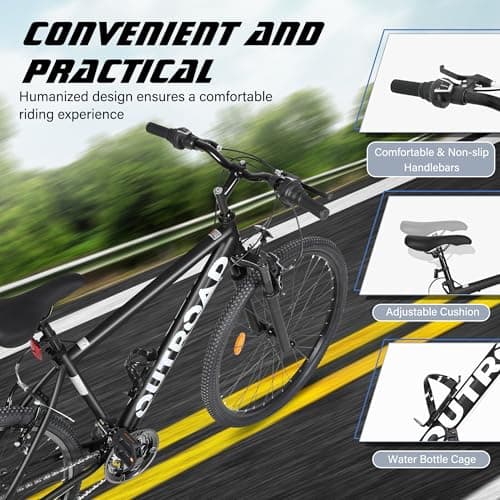 Betterland 26 Inch Mountain Bike, 7-Speed Adult Bike with Dual V Brakes, Outdoor Cycling Bike with High Carbon Steel Frame and Front Suspension, Adjustable Ergonomic Seat for Bicycle