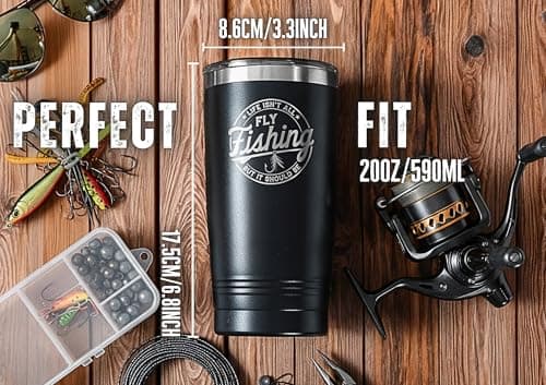 Onebttl Fly Fishing Gifts for Men, Gifts for Fly Fishing Lover, Funny Fishermen Gift, 20oz Stainless Steel Tumbler, Laser