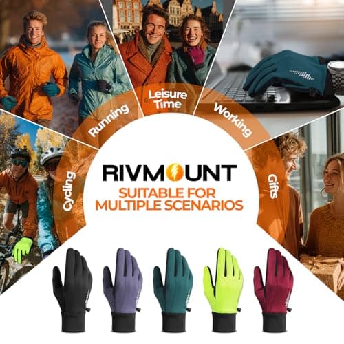rivmount Winter Gloves Women Men, Cold Weather Touch Screen Liner Glove, Windproof 3-Layers, for Running, Cycling, Biking, Hiking, Driving