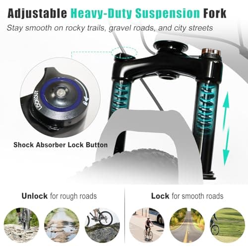 24/26 Inch Mountain Bike for Women & Girls, Twist Shifter, Dual Disc Brakes, Lockout Fork, 2.35" All Terrain Tires, Low Step Steel Frame, 85% Pre-Assembled