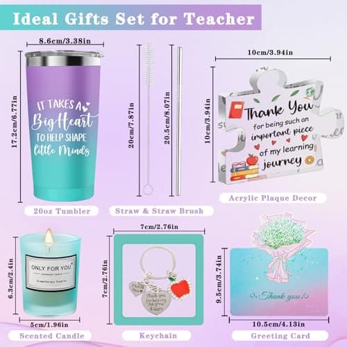 Teacher Gifts for Women, Christmas Teacher Appreciation Gifts from Student, Best Teachers Tumbler, Acrylic Plaque, Back to School Birthday Retirement Thank You End of Year Gift for Teachers