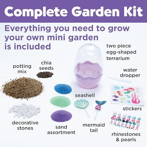Creativity for Kids Mini Garden: Mermaid Terrarium Kit - Mermaid Gifts for Girls, Crafts and Toys, Holiday Stocking Stuffers for Kids (Ages 6+)