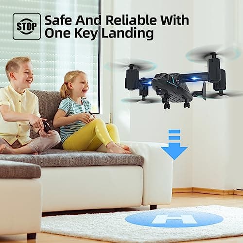 LM19-A Drone with HD Camera for Beginners, WiFi Live Video Remote Control Airplane, Easy & Ready to Fly RC Plane, RC Quadcopter Gift Toy for Boys, Girls age 14& Adults, 2 Batteries (Dark Blue)