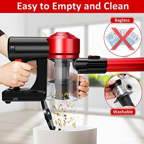 iwoly C150 Cordless Vacuum Cleaner Rechargeable with 2200mAh Detachable Battery, 18000Pa Cyclone Vacuum with HEPA Filter, Lightweight Portable Handheld Stick Vacuum for Hard Floor Car Cleaning