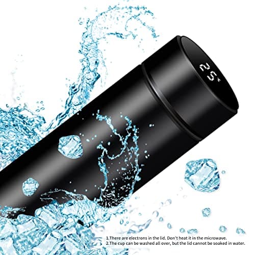 Smart Water Bottle Stainless Steel Vacuum Flask,Travel Mug with Smart LCD Touch Screen, Keep Hot Or Cold, Car Portable Travel Tea Coffee Vacuum Thermo Cup,Insulated Water Bottle (Blue)