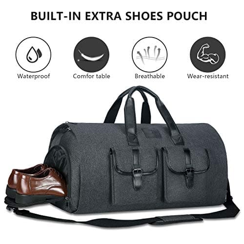 UNIQUEBELLA Convertible Garment Bag for Travel Carry on Garment Duffel Suit Bag with Shoe Compartment Weekend Flight Bag for Men