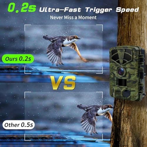 Trail Camera 4K, WiFi Game Camera, 120°Wide Angle, Night Vision Cameras, 32GB TF Card, IP66 Waterproof, Deer Scouting or Home Security, 0.2s Trigger Motion Activated for Wildlife