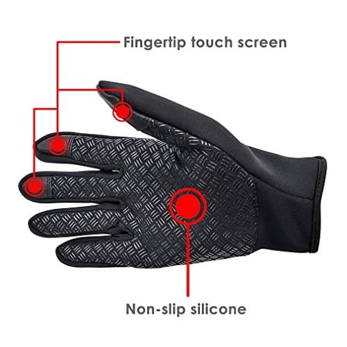 Ytuomzi Winter Gloves Touch Screen Warm Gloves Cold Weather Windproof Cycling Driving Riding Bike Telefingers Thermal Gloves Non-Slip Silicone Gel Adjustable Full Finger Mittens