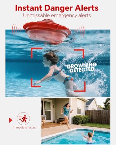Pool Alarm, Floating Pool Safety Alarms for Inground & Above Ground Pools – Loud 110dB Alert, Adjustable Sensitivity, Protection for Kids & Pets (Hot Red)