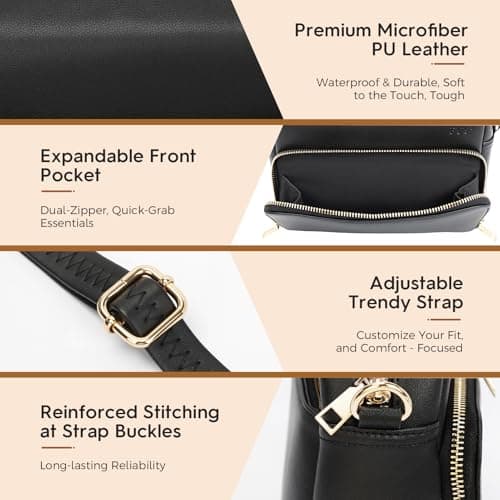 FYY Small Crossbody Bags for Women Vegan Leather Crossbody Purses for Women Travel with Adjustable Shoulder Strap