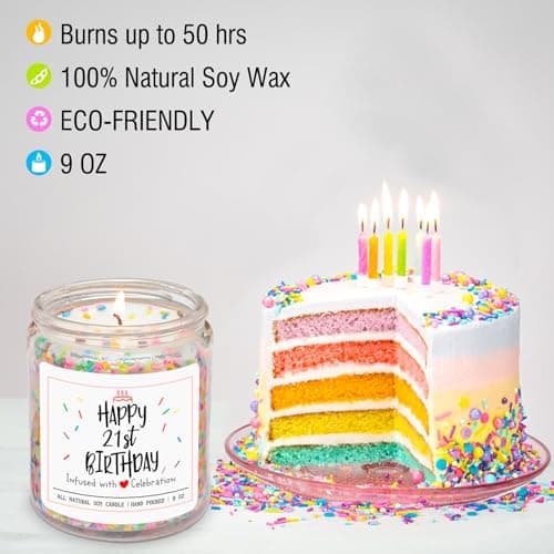Homsolver 21st Birthday Gift for Her, Perfect Ideas Happy Birthday Presents for Women, Friends, Sister, Daughter, Vanilla Cream Scent Handmade Aromatherapy Candle Decorations B0CFTY7LSD