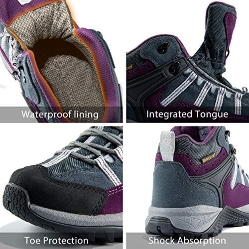 wantdo Women's Waterproof Hiking Boots Lightweight Outdoor Camping Shoes