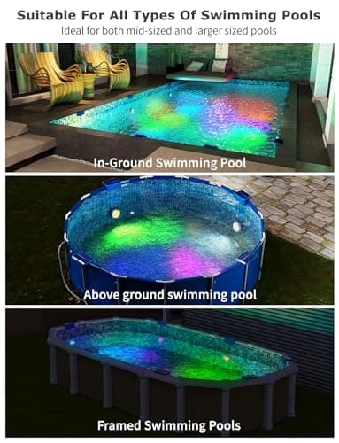 Solar Lights for Pools & Gardens - Waterproof RGB 16 Color Changing LED Lights (4Pack)