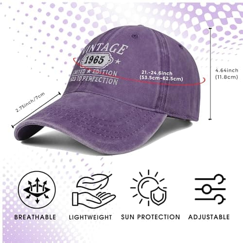 Happy 60th Birthday Gifts for Women Man Vintage 1965 Baseball Cap Funny Gifts Ideas