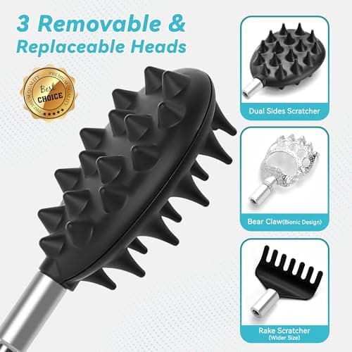 Telescoping Back Scratcher with 3Pcs Detachable Heads, Back Scratcher for Men/Women, Fathers Day Dad Gifts Birthday Gifts for Husband, Men, Women, Him, Her
