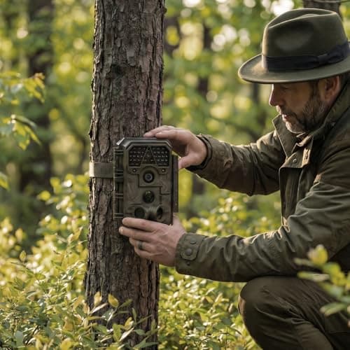 P70 (Non-Cellular,Non-WiFi) Trail Camera, 64MP 1296p, Game Cameras with No-Glow IR Night Vision, Motion Activated, Waterproof for Wildlife Deer Cams, Hunting