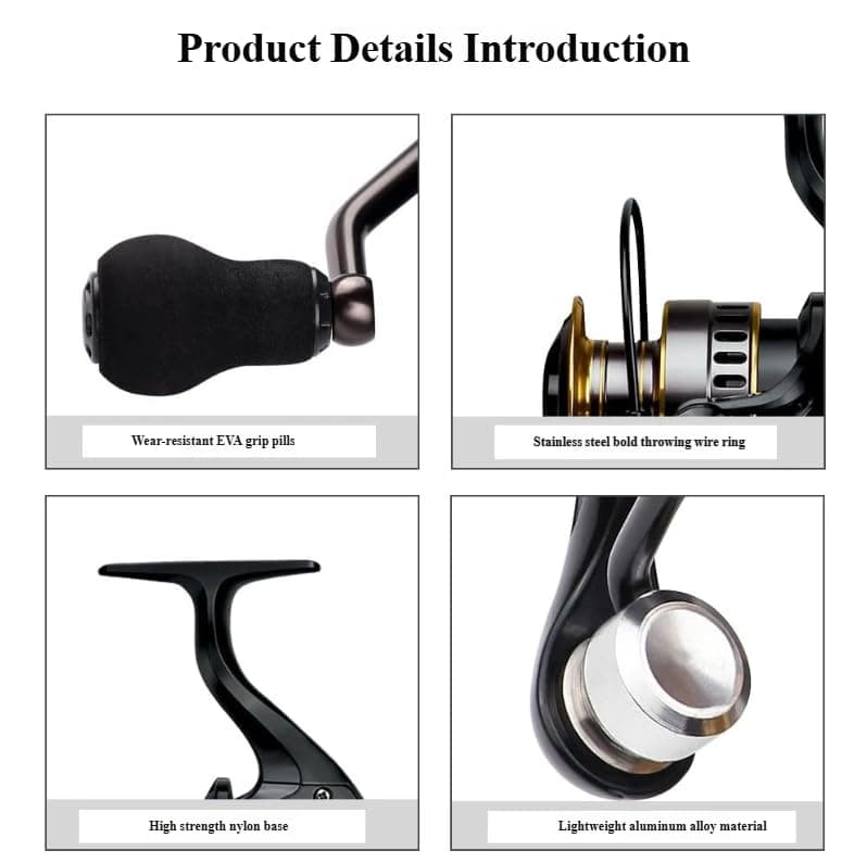 Spinning Fishing Reel Metal Spool Long Cast Smooth Drag System Corrosion Resistance Lightweight Body Round Knob
