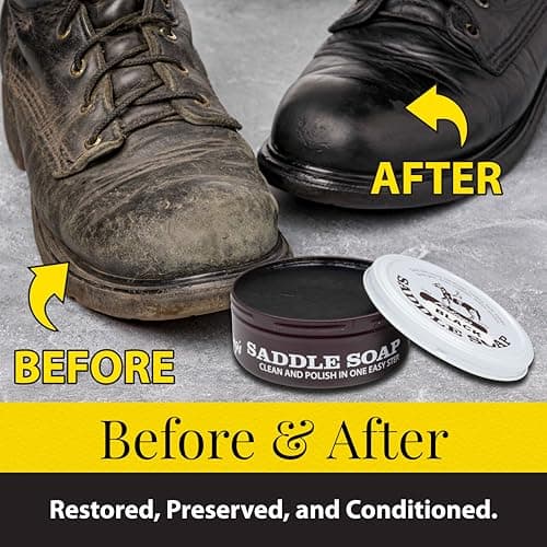 Fiebing's Black Saddle Soap (12oz) - Leather Cleaner & Conditioner - Soften, Protect, Restore & Renew Leathercraft, Car Seat, Belts, Shoes, Luggage, Furniture, Purses, Boots, Bags, Sports & Horse Gear