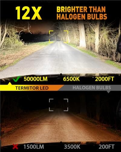 Termitor 2026 9008/H13 Light Bulbs High/Low Beam, 50,000LM 1200% Brightness, 60K+ Hours Lifespan, 6500K Cool White, Real 1:1 Mini Size, 3Min+ Quick In