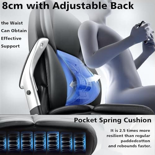 600lbs Big and Tall Office Chair, Heavy Duty Executive Desk Chair for Heavy People, Extra Wide PU Leather Computer Chair with 4" Adjustable Headrest & Air Lumbar Support