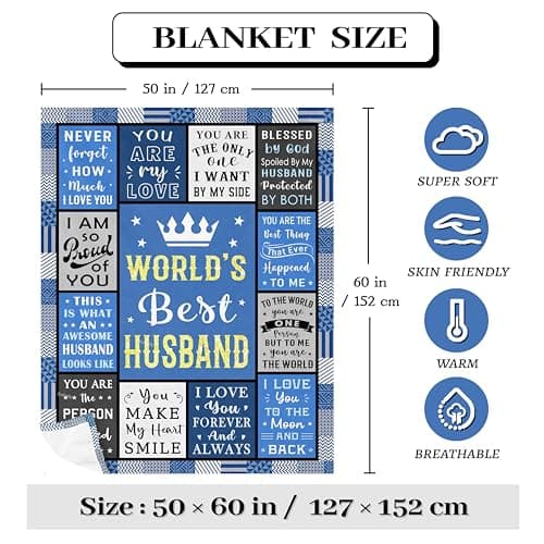 Gifts for Husband, Husband Birthday Gifts from Wife Blanket 60"x50", Cool Anniversary Wedding Gifts B0DJ7222F1