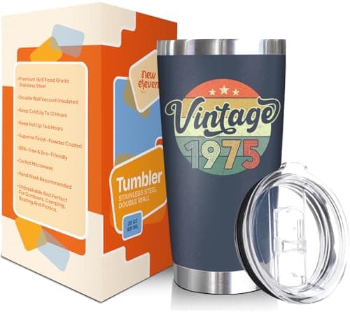 NewEleven 50th Birthday Gifts For Men Women - 1975 50th Birthday Decorations For Him Her - Present For Men Women Turning 50 Year Old Gifts For Mom, Dad, Wife, Husband - 20 Oz Tumbler